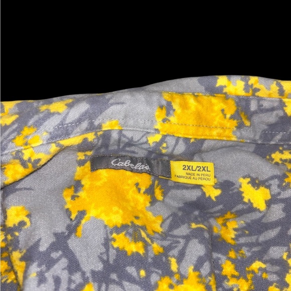 Cabela's Women's Cotton Flannel Shirt Button Down Yellow Gray Floral, Size XXL. - Picture 3 of 3